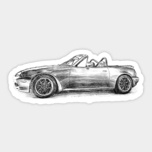 Miata MX5 in Pencil drawing Sticker